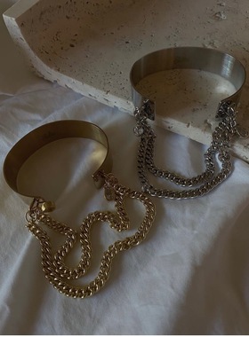 小众欧美女黄铜镀金多种佩戴手镯