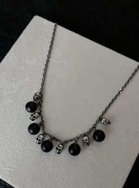 项链黄铜镀金骷髅头女