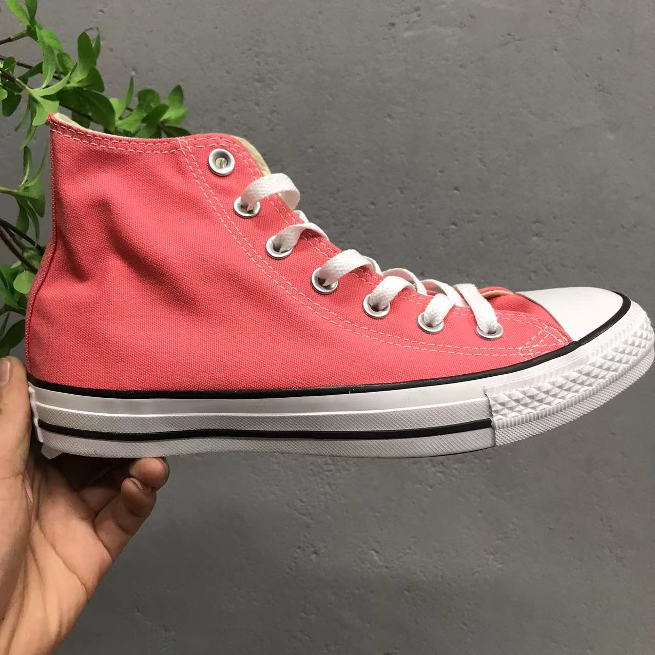 Converse/匡威 Renew环保系列水蜜桃色高帮拼接休闲帆布鞋161417C-图1