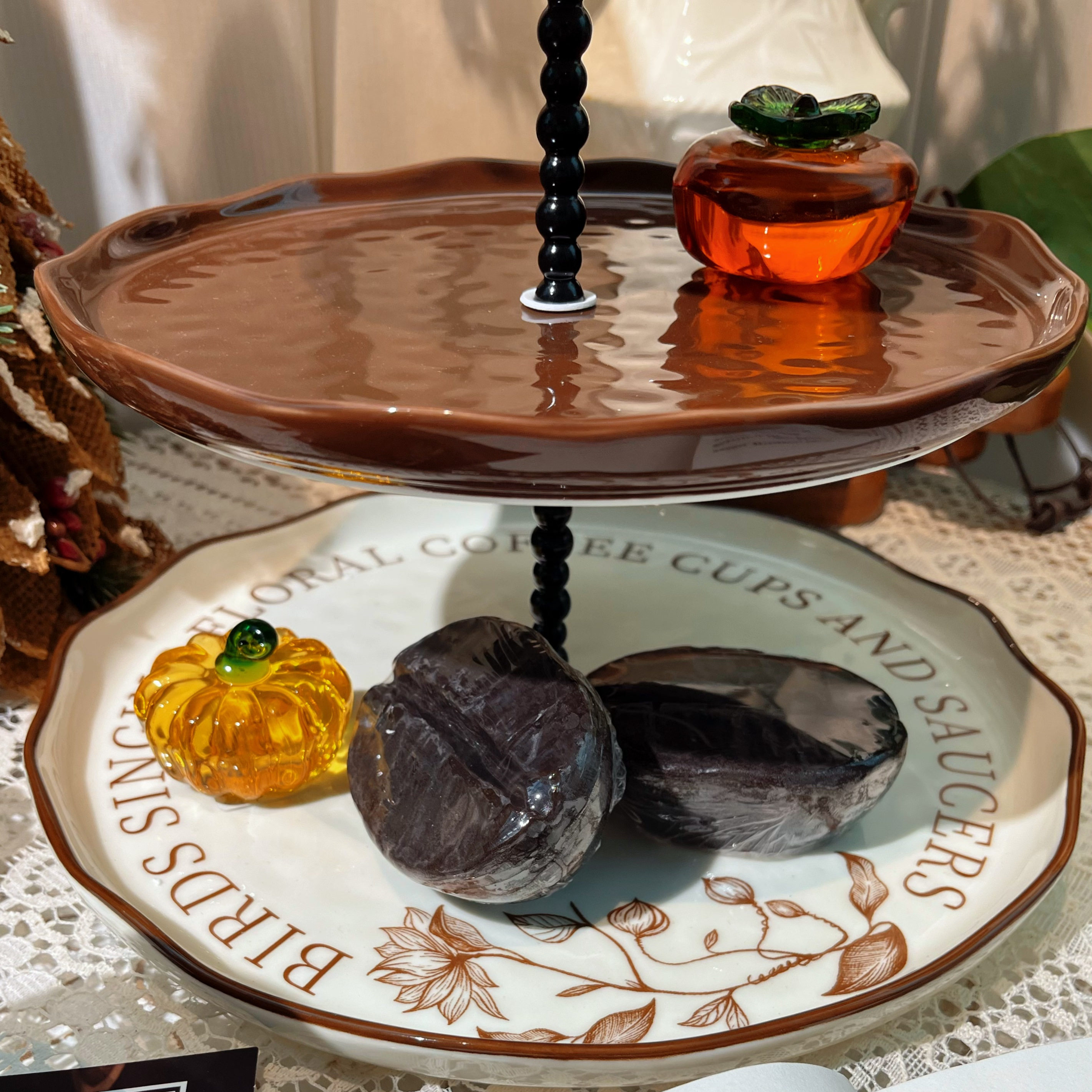 中古风高颜值陶瓷花鸟多层收纳架/蛋糕甜品架,淘宝优惠券,粉丝福利购,淘宝优惠卷