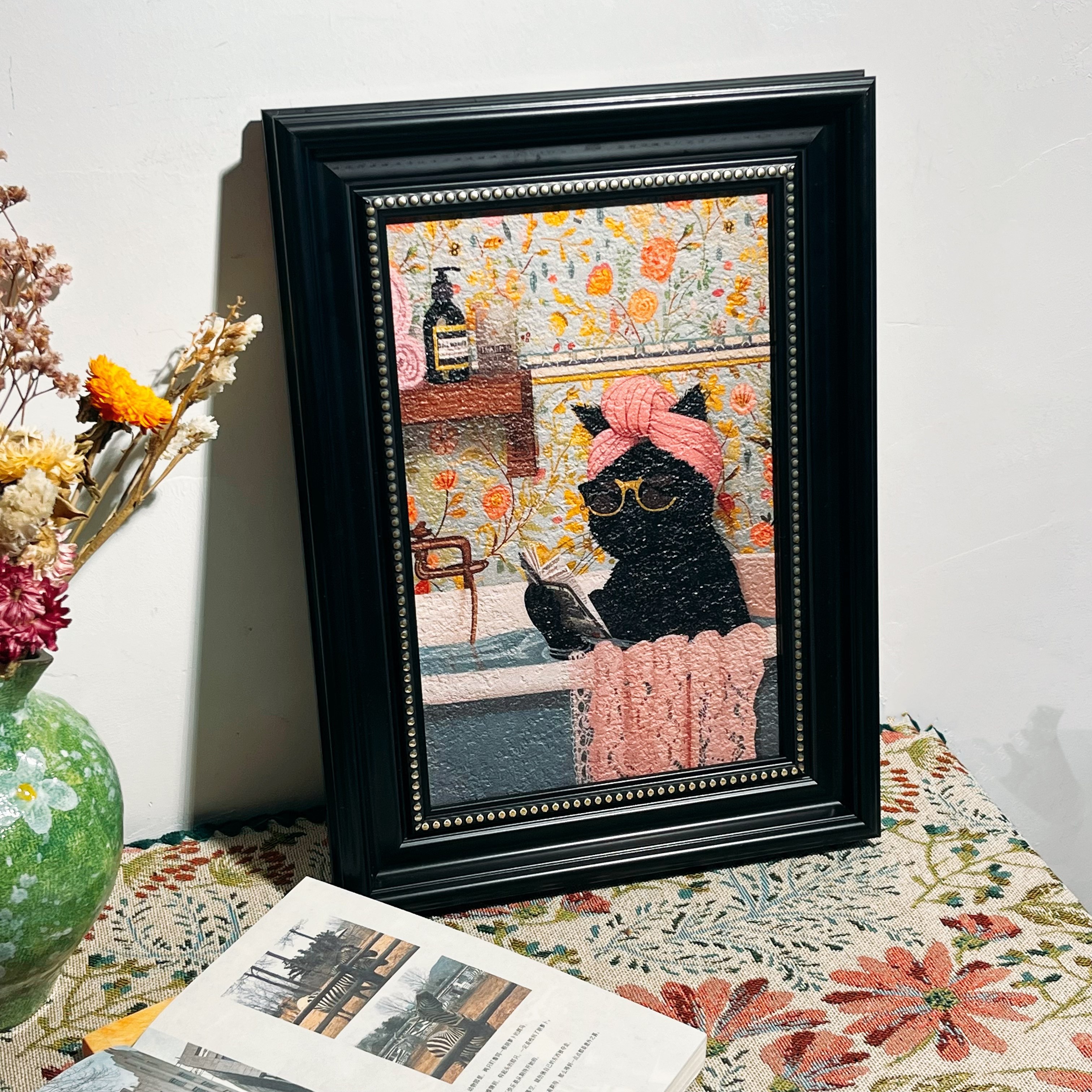 治愈系猫咪洗澡砂岩浮雕画  养宠家庭ins风玄关客厅挂画,淘宝优惠券,粉丝福利购,淘宝优惠卷