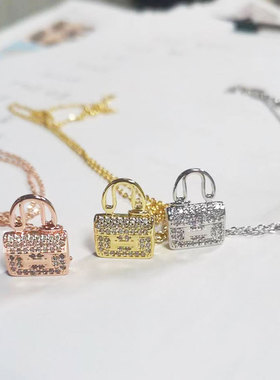 宏光女镶钻H包包项链ins小众新款