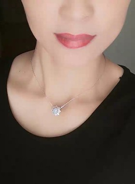 镶钻蓝水晶锁骨链吊坠