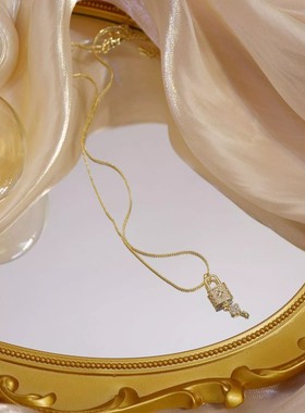 小众韩国14k包金设计感钥匙项链