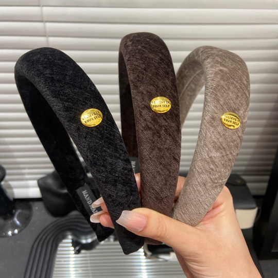 Bandeau en velours rétro importé E3744, bandeau avec lettres haut de gamme, délicat et confortable, bandeau à haute pression du crâne