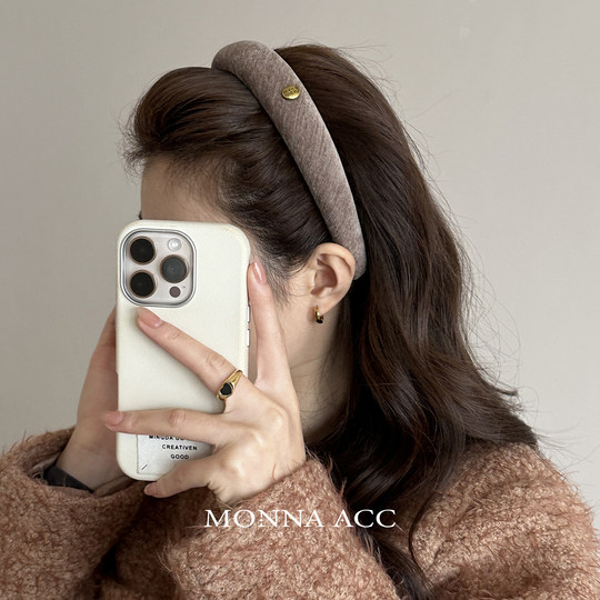 Bandeau en velours rétro importé E3744, bandeau avec lettres haut de gamme, délicat et confortable, bandeau à haute pression du crâne