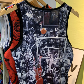 ກິລາຜູ້ຊາຍກວ້າງ Summer Mesh Fitness Sleeveless Waistcoat Short Sleeve Printed Hem Round Neck Pullover Sweat Vest Casual