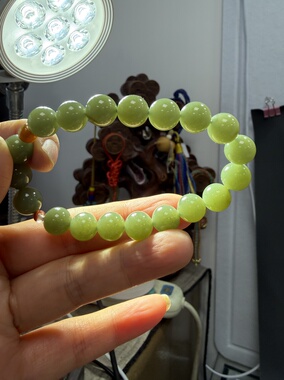 福利天然新疆和田玉且末糖青玉手串10mm玉石手链女款手串534号