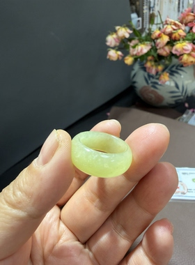 天然和田玉黄玉港码13戒圈指环戒指一物一图带证书470号