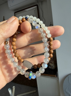 原创设计款天然和田玉蓝月光串珠手链个性小众高级感手串553号
