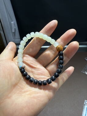 天然新疆和田玉墨玉籽料且末白玉直切手串男女油性好 无结构536号