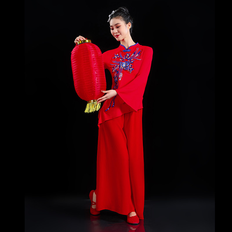 2025广场舞服装套装新款民族风春春夏喇叭袖中老年秧歌舞表演出服,淘宝优惠券,粉丝福利购,淘宝优惠卷