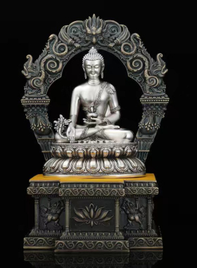 黄铜鎏金色底座带背光供佛座