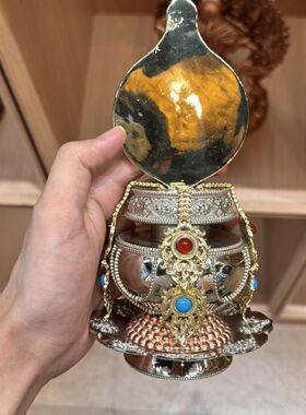 新品藏传三色铜长寿宝瓶二十CM紫铜白铜黄铜底部可以装藏家居摆件