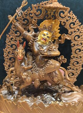 尼泊尔工艺纯铜吉祥天母佛像手工开脸紫铜居家供奉车载摆件