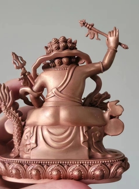 尼泊尔工艺藏传紫铜白财神护法佛像财神爷黑铜摆件车载家居供奉