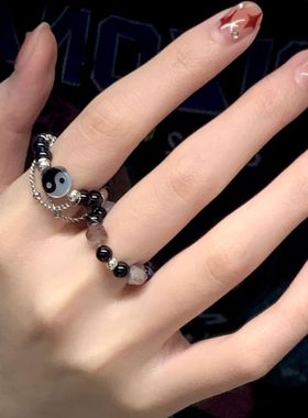 天然玛瑙情侣对戒五行贝壳手工制作简约款冷淡风流行戒指闺蜜饰品