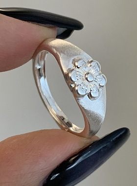 S925通体纯银老式国风梅花戒指新中式复古高级感食指戒送女友礼物