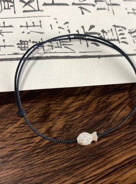 手工制作细款简约纯银锦鲤好运考研上岸红绳可调节款ins风