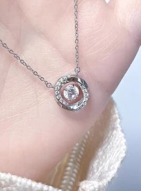 s925镀银莫比乌斯环项链女跳动的心锁骨链轻奢小众送闺蜜生日礼物