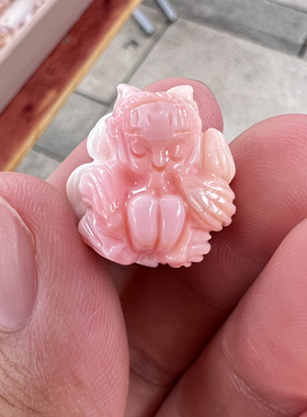 女王贝九尾狐小猪拉布布多妹钱袋粉贝雕刻件diy手链串小滴溜饰品