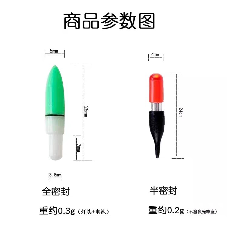 钓鱼电子夜光棒漂尾发光头超轻led醒目豆洛阳球灯头浮漂封闭防水 - 图2