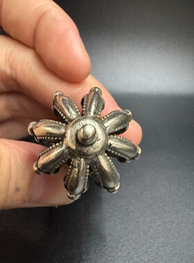 藏密利马铜九股金刚杵法器手把件西藏文玩白铜雕铸杵便携式摆件