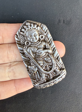 帕拉风格藏式玄铁二臂玛哈嘎啦佛像西藏天铁托甲佛牌挂件寒铁吊坠