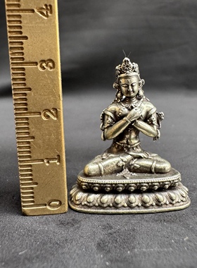 藏传密宗仿古白利马铜金刚总持佛像随身挂件吊坠文玩藏银饰品配件