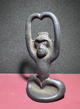 铸铁猿猴复古日本进口南部铁器生肖猴摆件开瓶器马场忠宽文镇镇尺