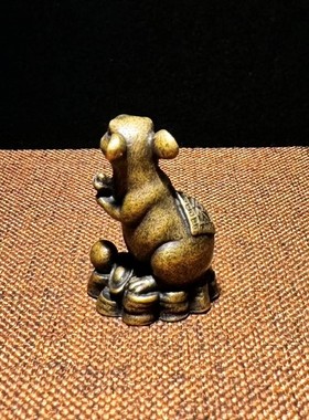 实心家居吉祥物黄铜老鼠开运可爱