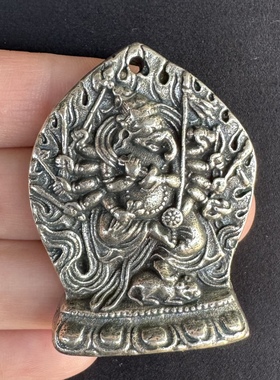 西藏尼泊尔白铜象鼻财神挂件吊坠随身民族风黄铜文玩藏银配饰配件