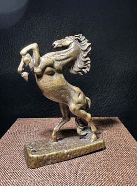 奔马实心桌面摆件古玩铜器纯铜