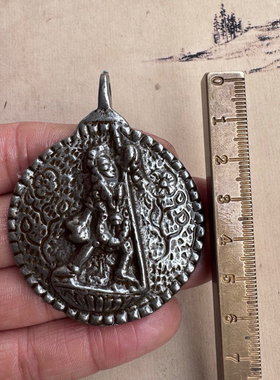 复古玄铁九宫八卦佛牌尼泊尔藏式文化天铁九宫挂件寒铁吊坠配饰