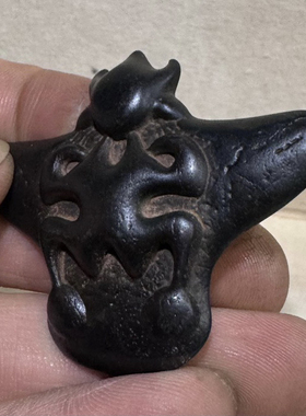 西藏手工黑漆古包浆天铁大鹏鸟吊坠藏式玄铁托甲包挂佛珠DIY配件