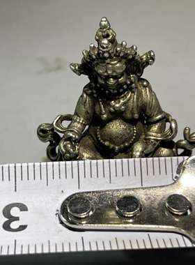 迷你白铜黄财神小摆件藏传密宗藏佛家居佛堂供奉古玩铜器古董收藏