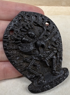 特色藏式天铁尸陀林主双修像佛牌吊坠挂件文玩仿古藏传玄铁佛像