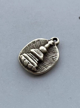 西藏手工白铜小佛塔吊坠藏式文玩穿珠配饰侧挂坠藏饰元素配珠卡子