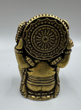 纯铜象鼻神摆件 黄铜大象财神红财神小摆件铜小件佛像铜雕件收藏