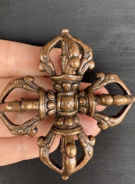 古品阁红铜密宗法器 羯摩杵紫铜十字金刚杵轮羯磨 轮宝普巴降魔橛