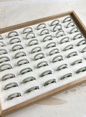 天然玛瑙戒指玉素圈素面玉石冰种翡翠色油青绿男女款玉髓玉戒饰品