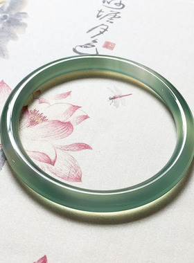 天然冰翠油青色玛瑙美人条手镯 叮当镯女款清新雅致小众玉石镯子