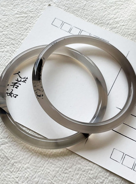 水墨丹青 天然冰种玉髓玛瑙手镯 古典风雅美人镯玉石镯子一物一图