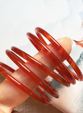 天然红玉髓儿童玛瑙手镯女