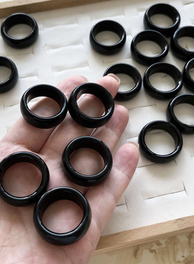 玉石戒指 黑色天然玛瑙男士指环ins不掉色高级感小众时尚潮流百搭