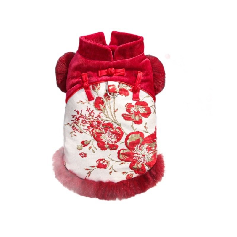 新中式国风富贵花无毛猫宠物加绒狗狗猫咪秋冬衣服饰用品,淘宝优惠券,粉丝福利购,淘宝优惠卷