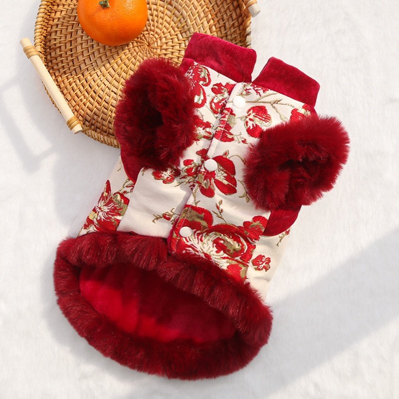 新中式国风富贵花无毛猫宠物加绒狗狗猫咪秋冬衣服饰用品,淘宝优惠券,粉丝福利购,淘宝优惠卷