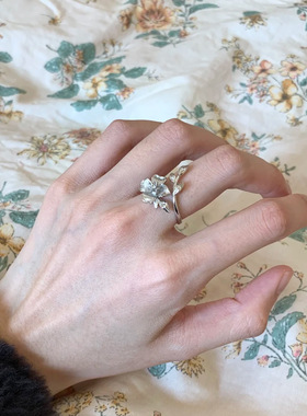 花朵戒指合集~小众设计新中式海棠花戒指女生高级感复古开口指环