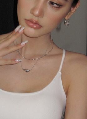 Boonee alus简约气质不规则吊坠项链夏日百搭双层叠戴新款锁骨链