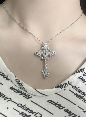 满钻锆石十字架项链女 时髦锁骨链简约时尚气质百搭小众设计ins潮